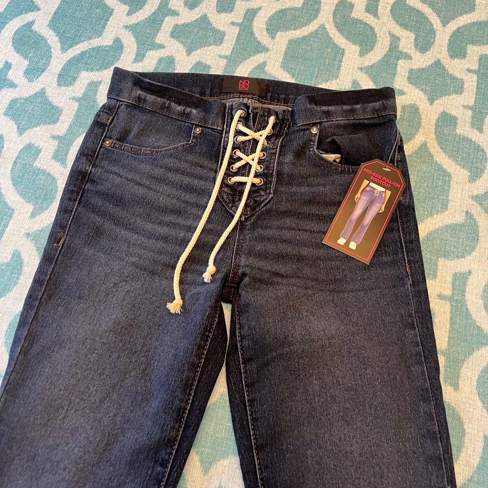 No Boundaries Lace Up BootCut Jeans
